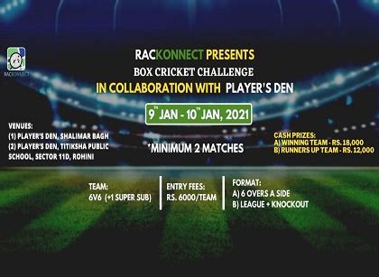 Rackonnect Presents Box Cricket Challenge In Collaboration .